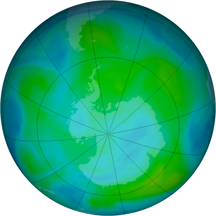 Antarctic ozone map for 10 January 2014